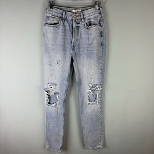 We The Free Size 26 Button Fly High Rise Distressed Light Wash Straight Leg Jean